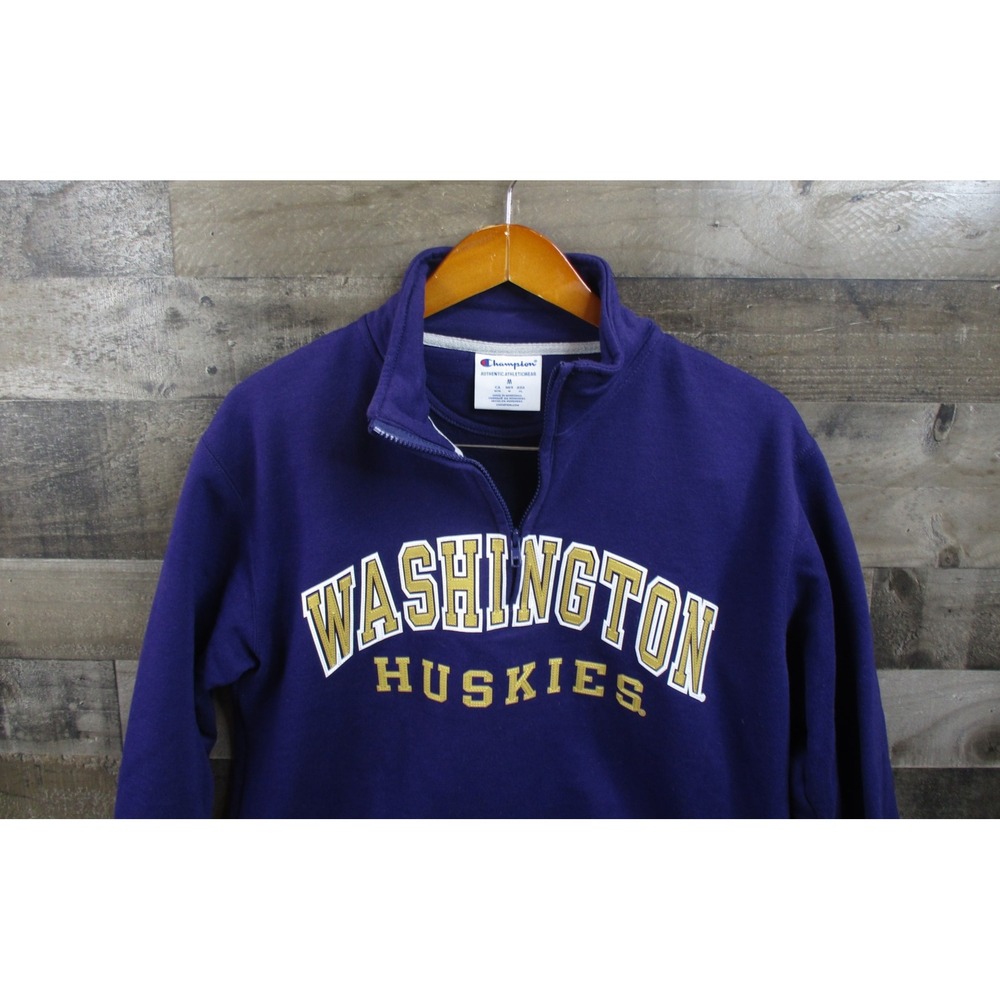 Washington Huskies Sweatshirt Mens Medium NCAA College 1/4 Zip Champion Pullover